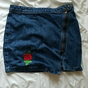 Zara high waist denim moto skirt