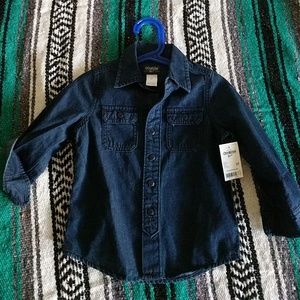 Dark denim button down shirt