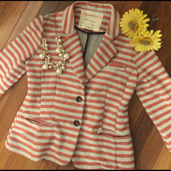 Anthropologie Jackets & Blazers - Anthro Cartonnier Peach & Grey Jacket Size XS