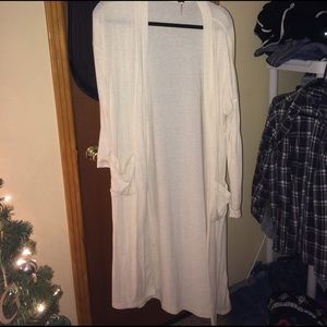 long cream cardigan