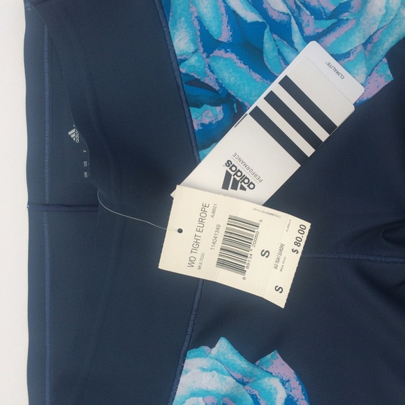 New Adidas Wo Tight Europe floral blue leggings - Picture 6 of 6