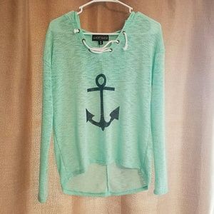Aqua long sleeve thin hoodie