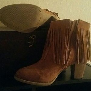 Camel colored Fringed booties from Target