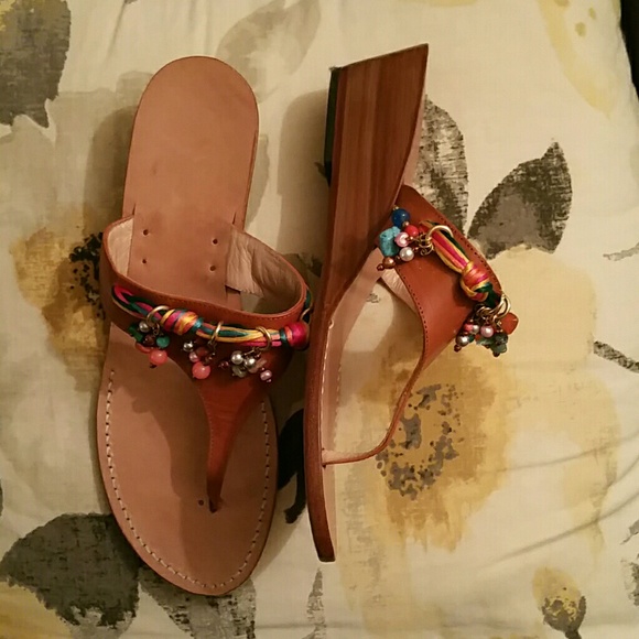 Amalfi Coast 100% Leather Wedged Sandals - Picture 2 of 4