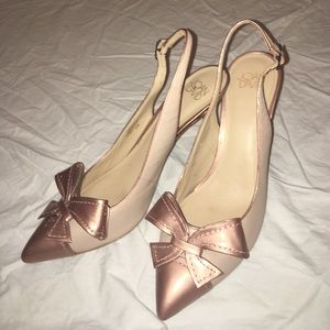 Joan & David nude and rose gold heels