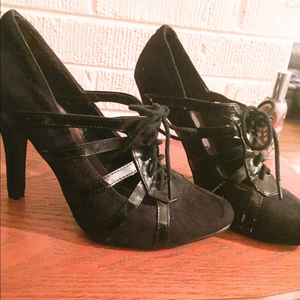 Black Lace-Up Charlotte Russe Heels Size 9M