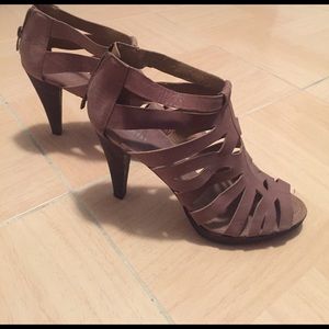 Nine West brown open toe heels. Size 10