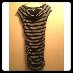 Gray and black rushed dress