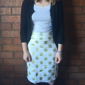 Gold and White Polka-dot Skirt