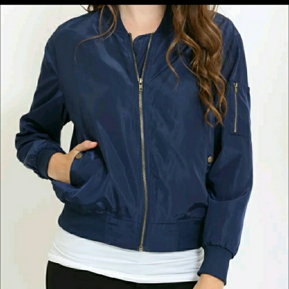 Jackets & Blazers - Lightweight navy blue bomber jacket