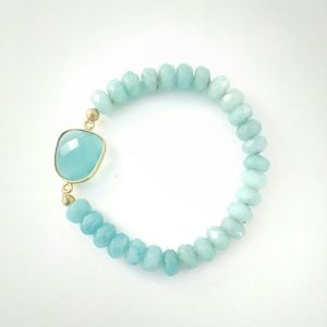Seafoam chalcedony beaded bracelet