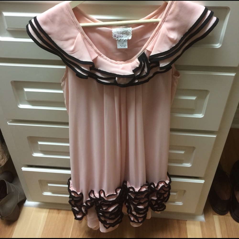 Pink & black ruffle dress