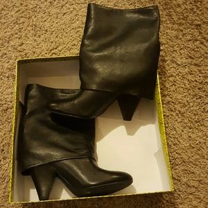 New Black leather boot. Shin length.  Size 9