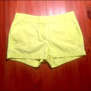 J.Crew neon highlighter yellow cotton chino shorts