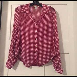 American Rag sheer red and white plaid