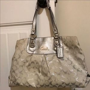 Authentic silver Coach purse