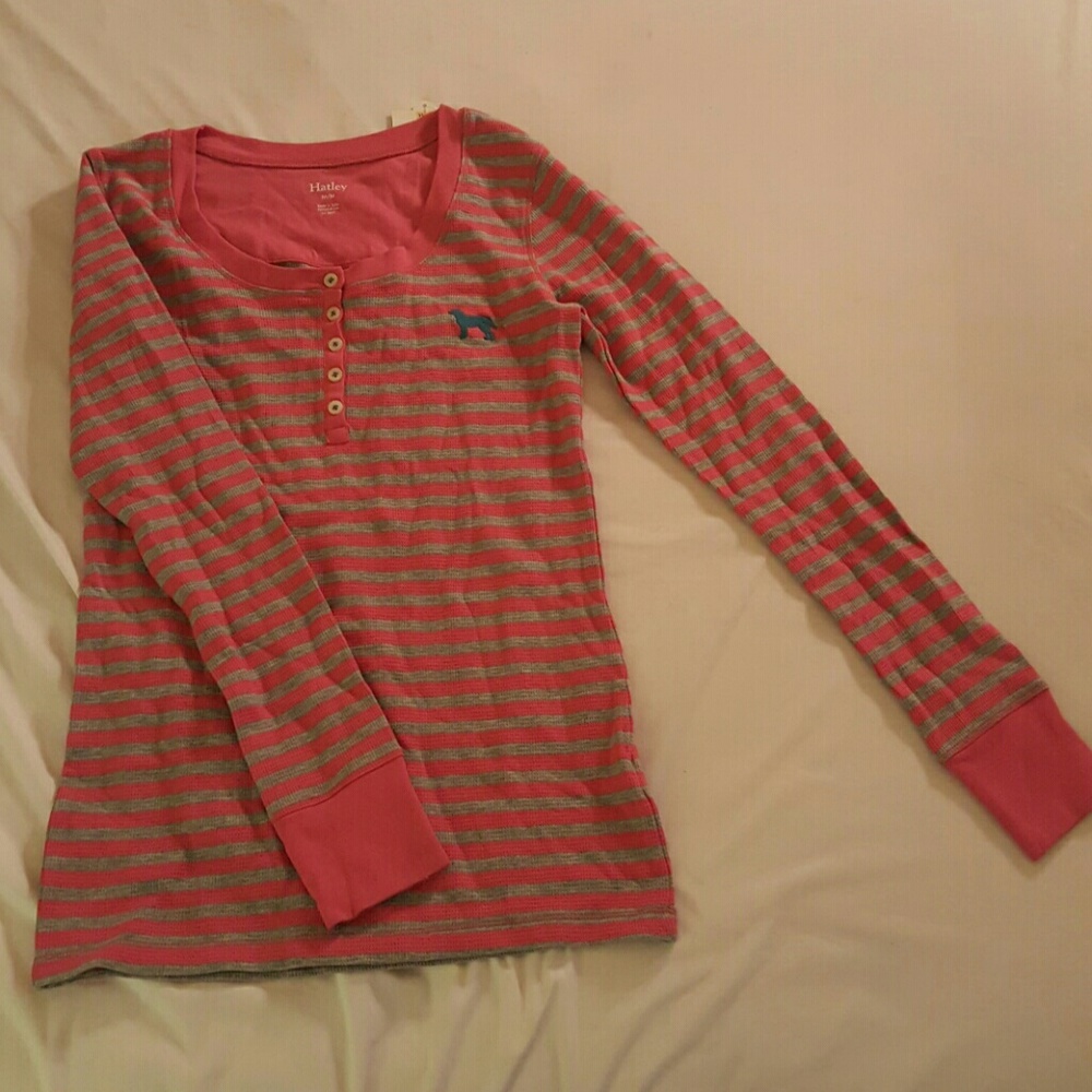 Pink and gray striped long sleeve