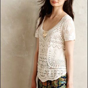 Anthropologie Meadow Rue embroidered mesh top