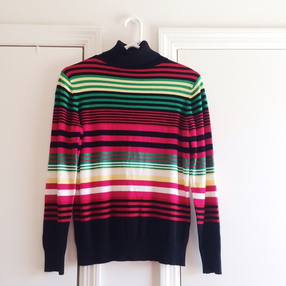 Sweaters - Rasta Striped Turtleneck Sweater