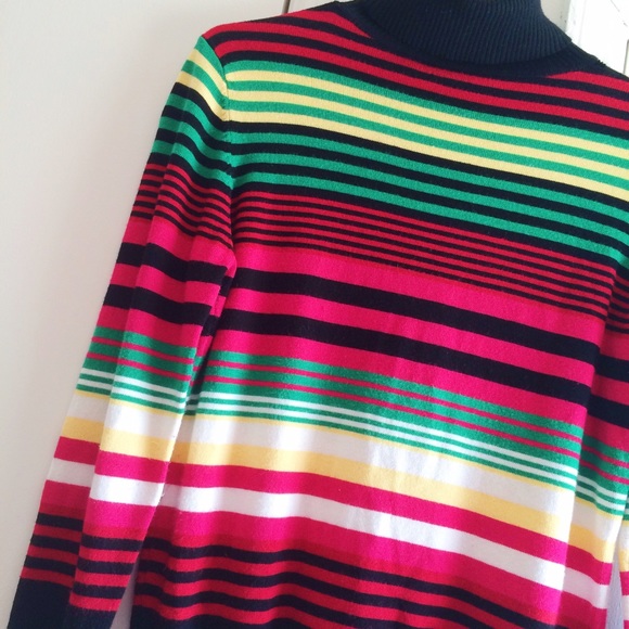 Rasta Striped Turtleneck Sweater - Picture 3 of 4