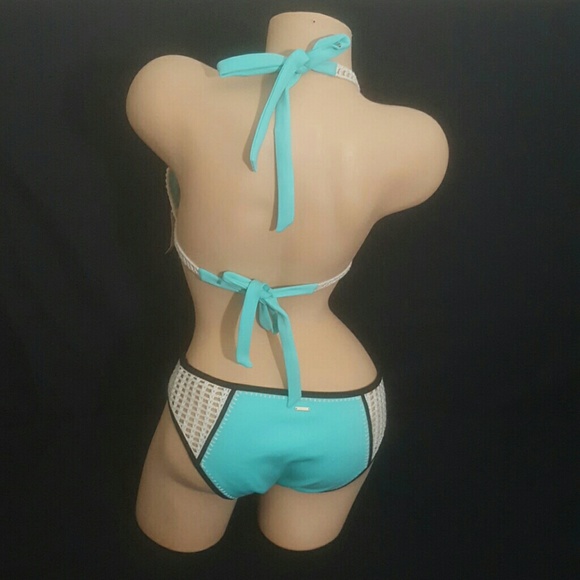 Victoria's Secret LARGE AQUA CROCHET BIKINI BUNDLE