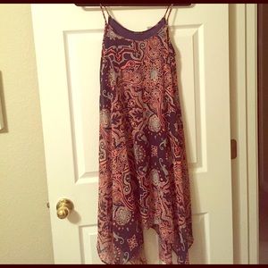 Cute navy and coral paisley handkerchief dress