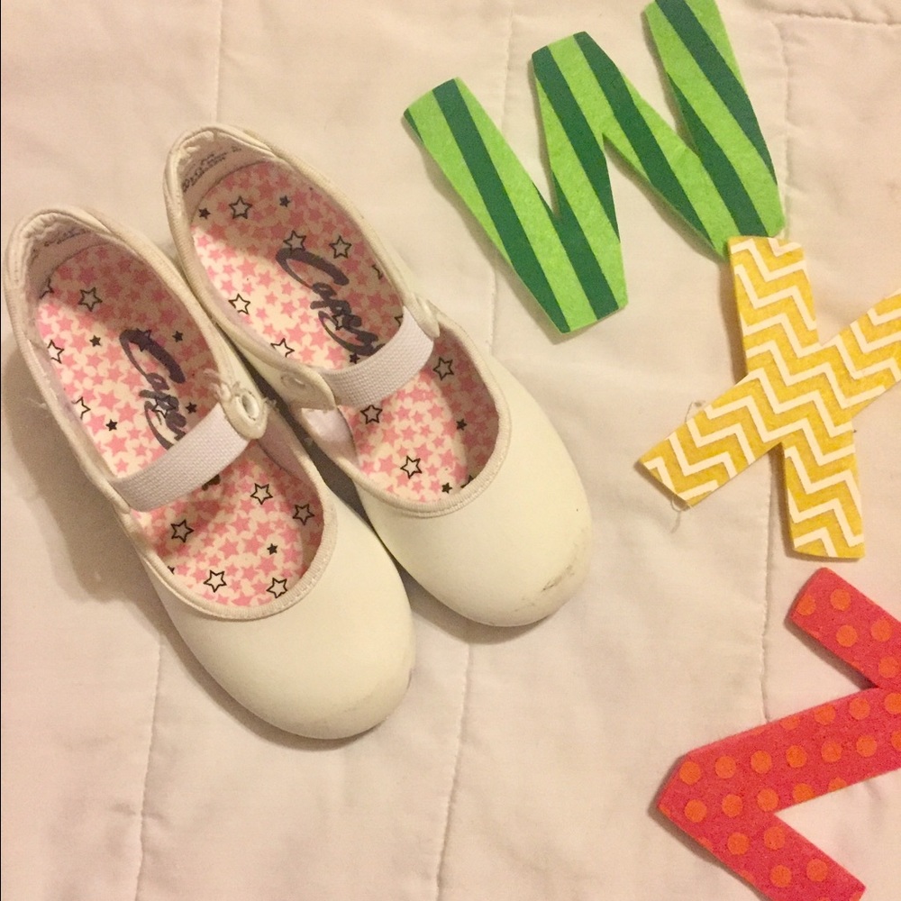 Toddler Girl White Tap Shoes