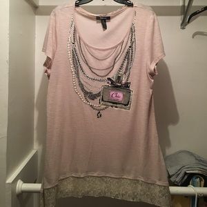 NWOT pale pink/cream tshirt blouse