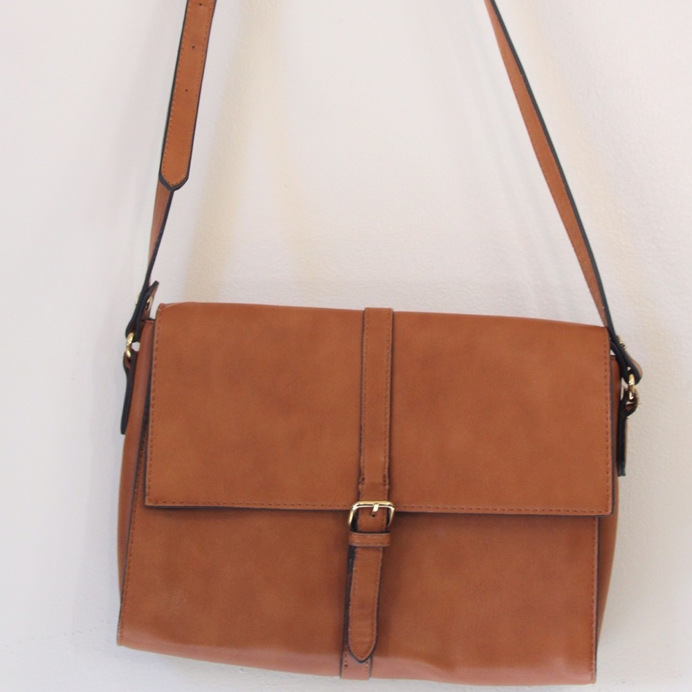 Brown Vegan Leather Cross Body Bag