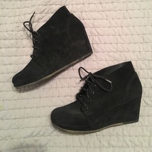 Black Suede Clarks wedges in 7.5