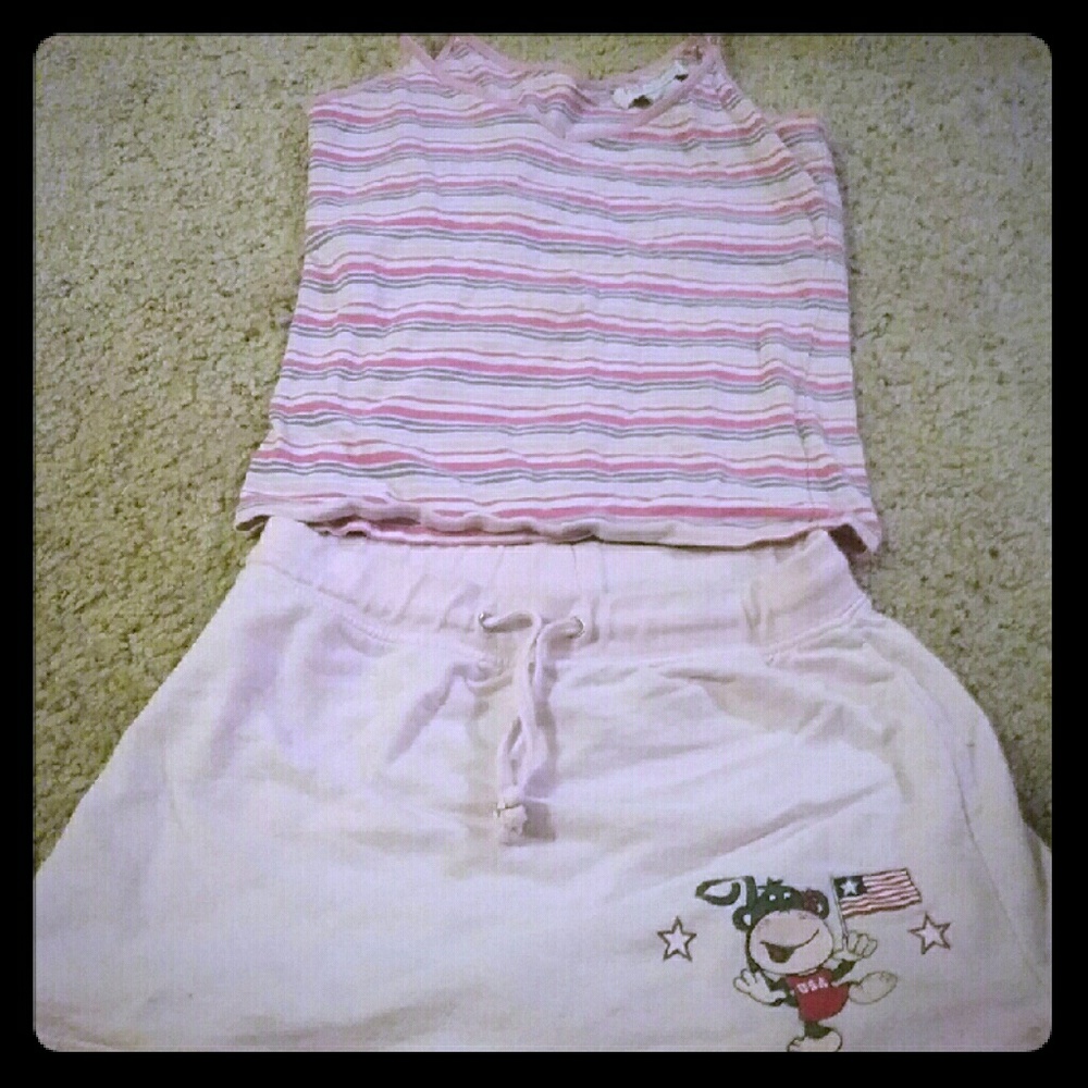 Pink-striped monkey clothing set