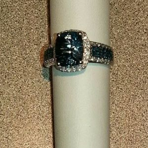 14K White Gold Sapphire/Diamond Ring