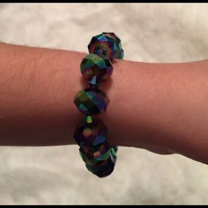 Black iridescent elastic stretch bead bracelet