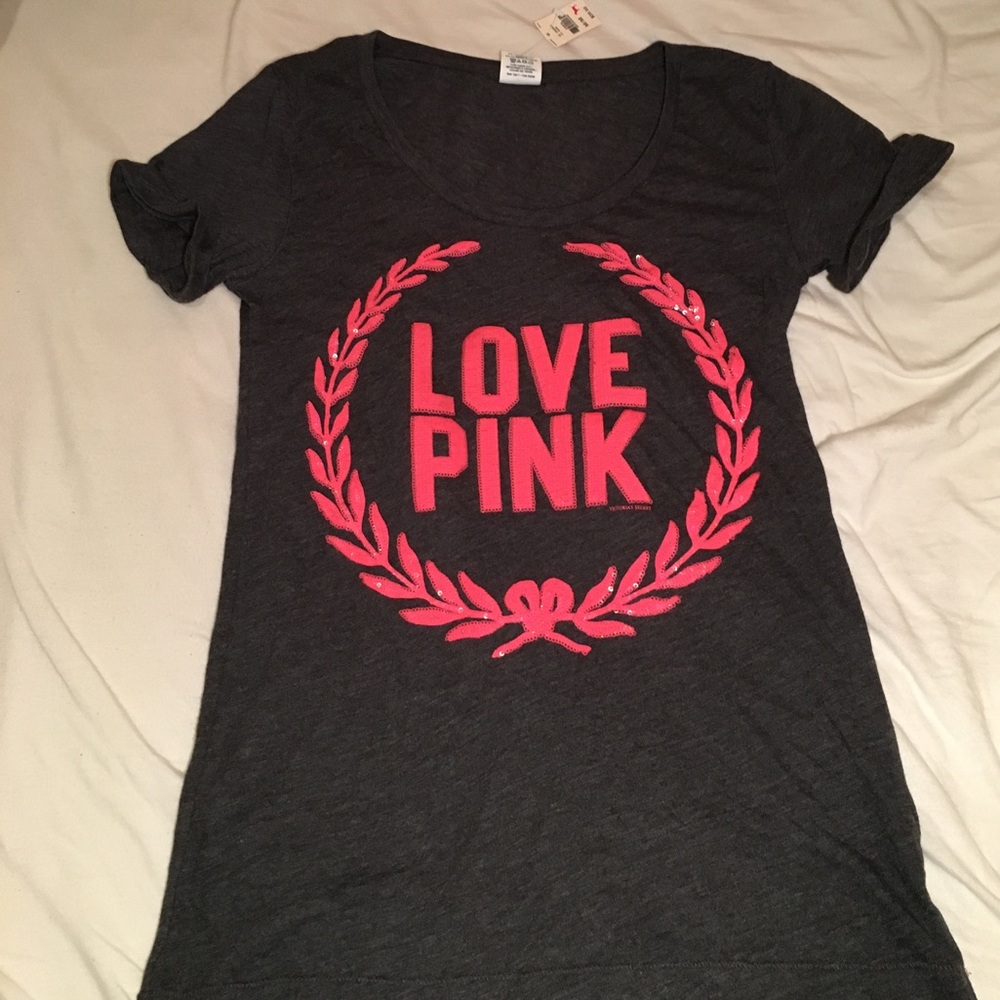 Pink Grey Sequin T-Shirt