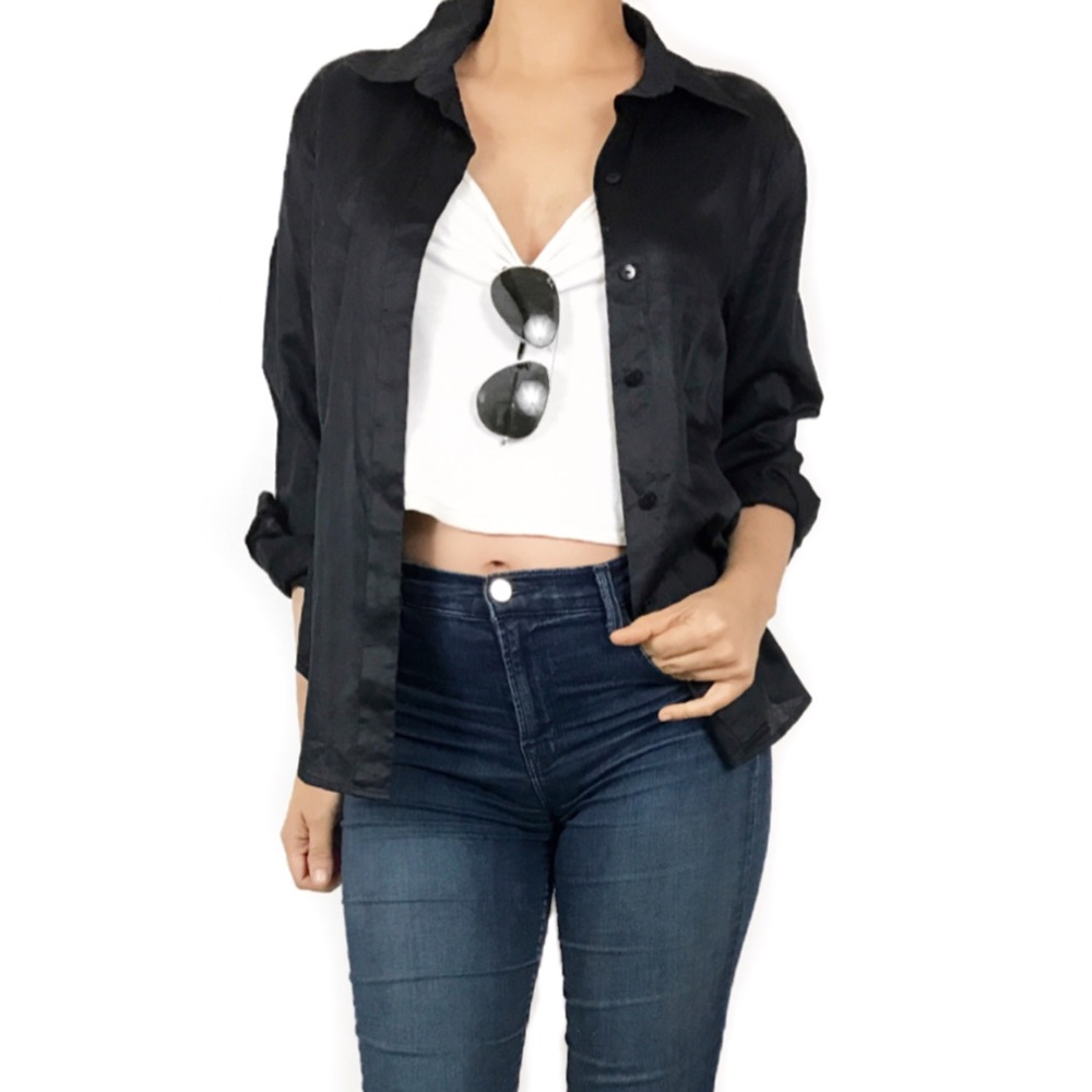 Escada sport black cotton button down - Picture 1 of 4