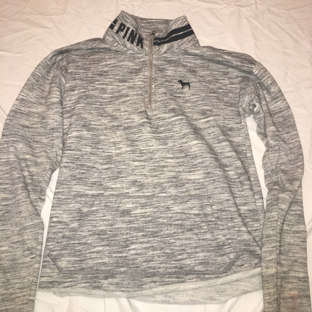 PINK grey quarter zip