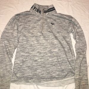PINK grey quarter zip