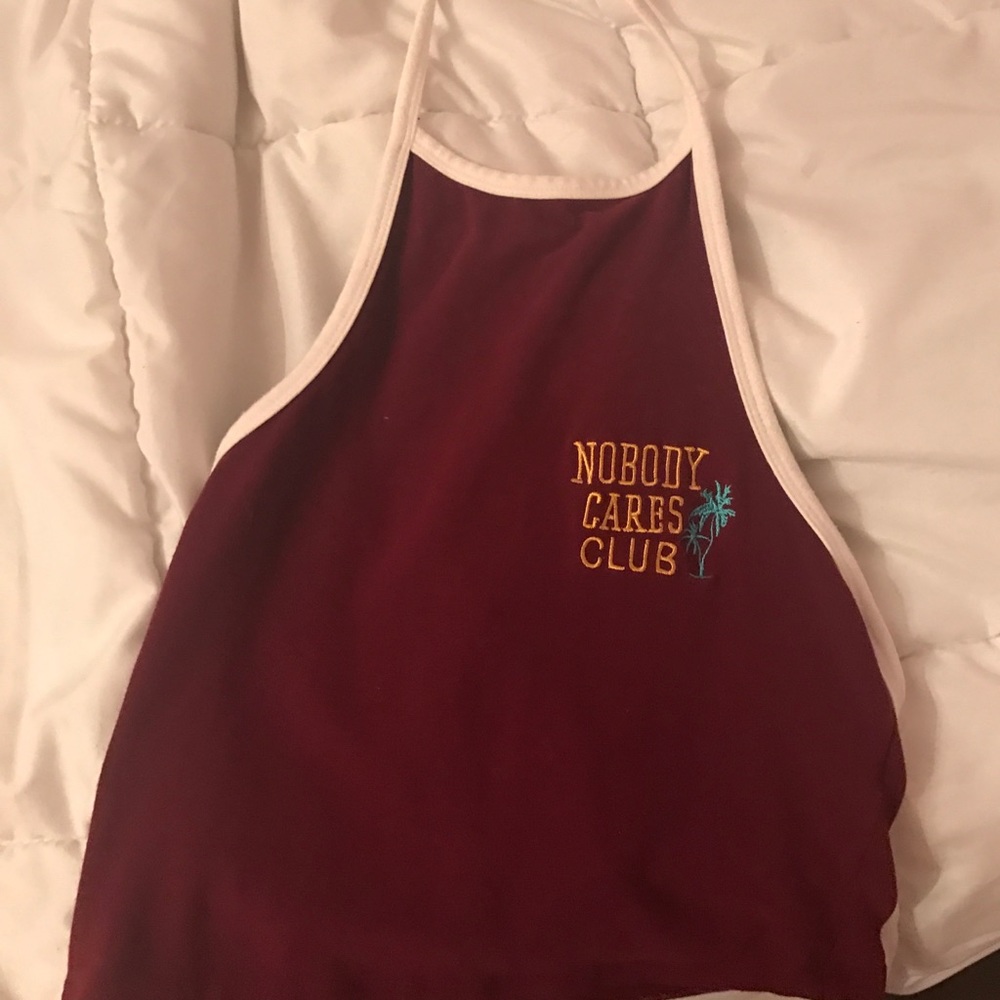 Maroon halter crop top
