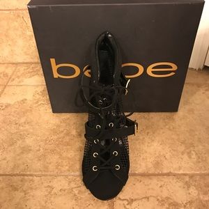 Bebe mesh lace up bootie