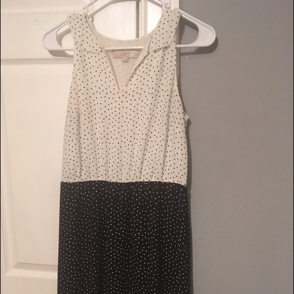 Loft black and white polka dot dress