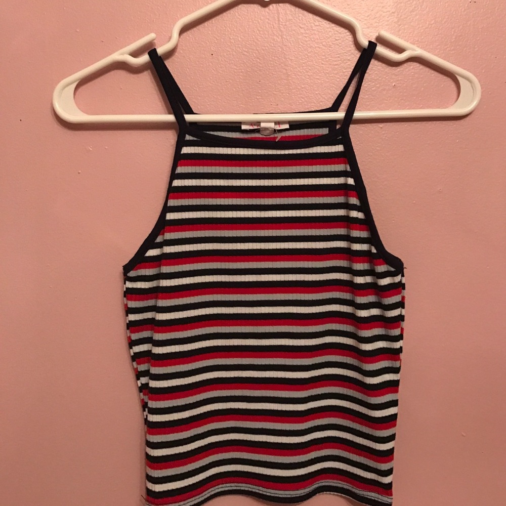 Stripes crop top halter top