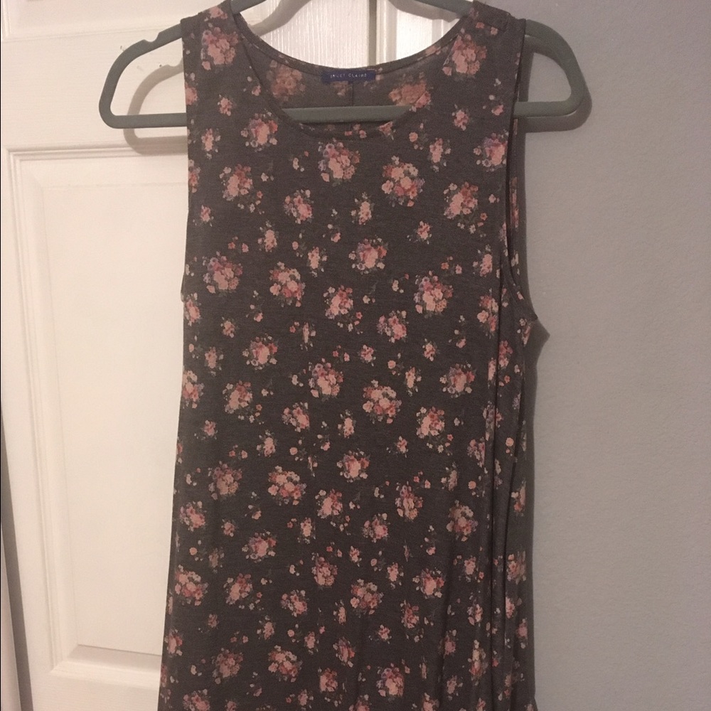 Gray and pink floral dress