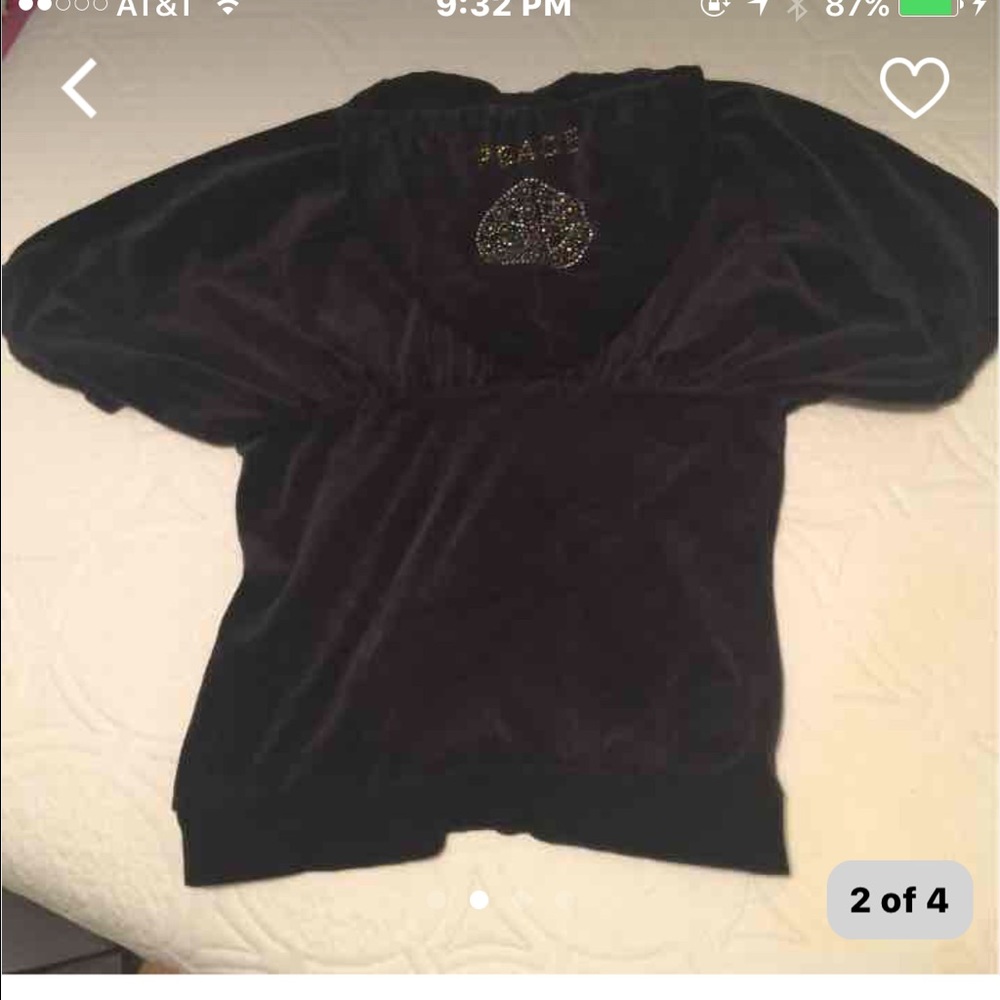 Xl more like Lg black velour hoodie sweat jacket