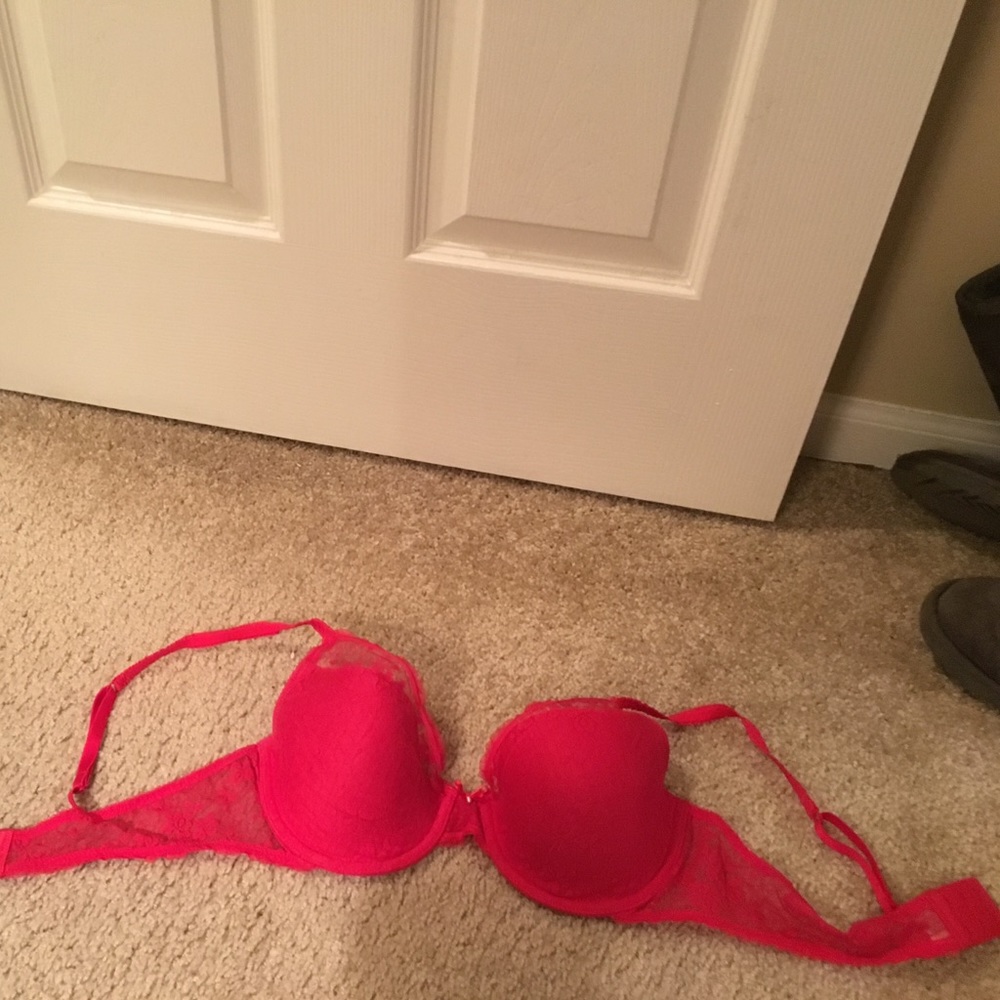 Red lace bra