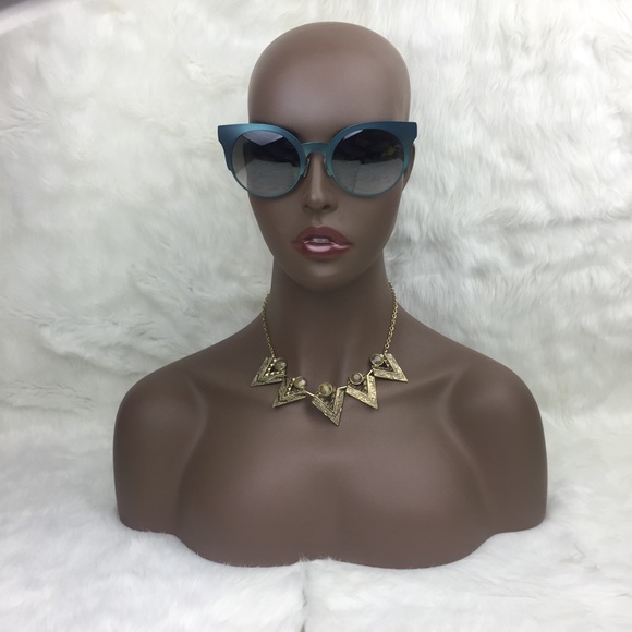 Fendi Cat-eye Grey Mirror Shade Sunglasses--Aqua main image 8