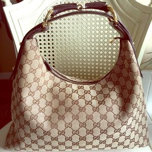 Barely Used Gucci Monogram Horse bit Hobo handbag