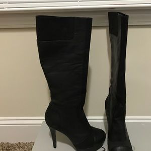 Black knee high leather stiletto boots