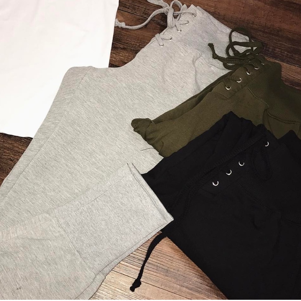 Olive tie up joggers