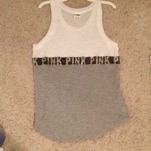 Vs pink grey and white with sequins tank