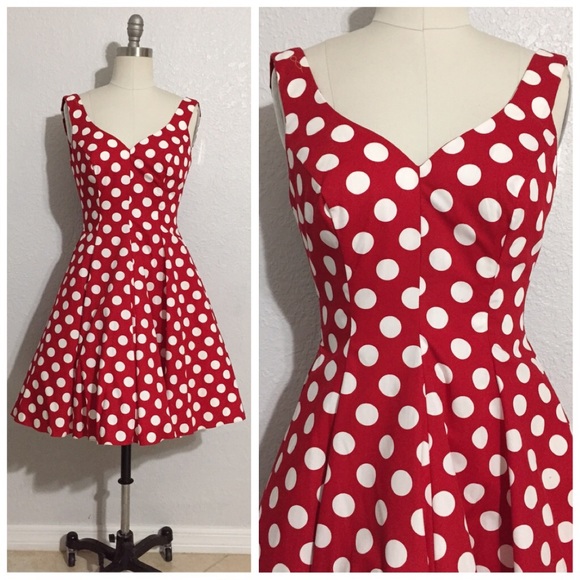 Dresses & Skirts - Red & White Polka Dot Rockabilly Dress